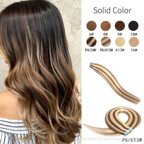 Wholesale #P6/613 Mixed Piano Color Seamless Adhesive Skin Weft Invisible Ombre Virgin Remy Cuticle Tape In Hair Extension